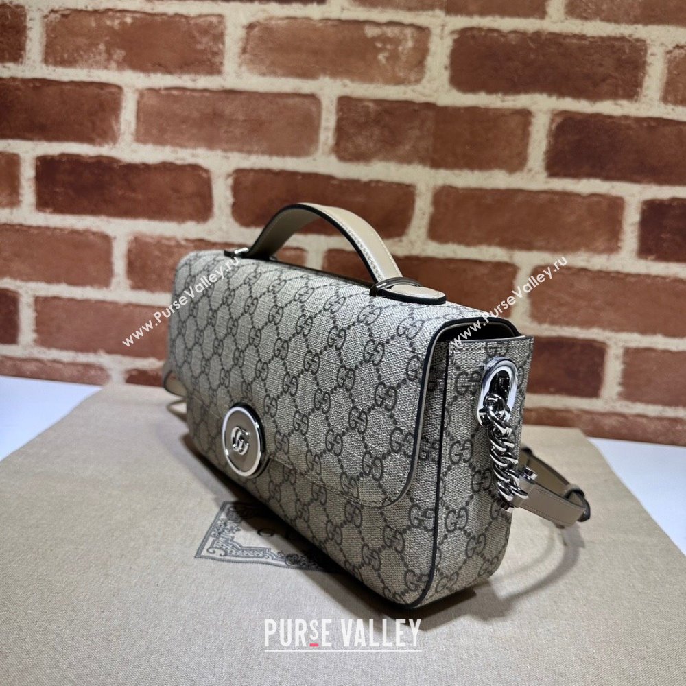 Gucci Petite GG small shoulder bag 739721 Beige and ebony GG Supreme canvas (dlh-23122208)