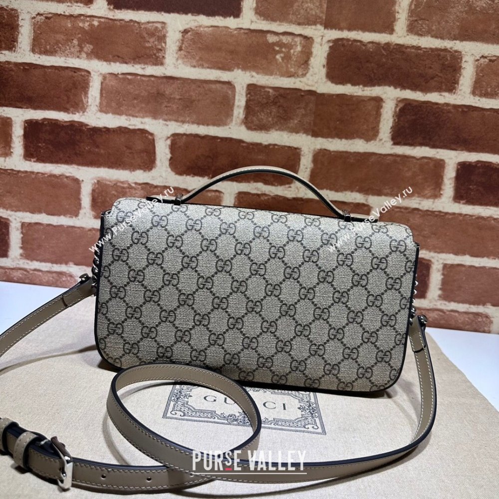 Gucci Petite GG small shoulder bag 739721 Beige and ebony GG Supreme canvas (dlh-23122208)