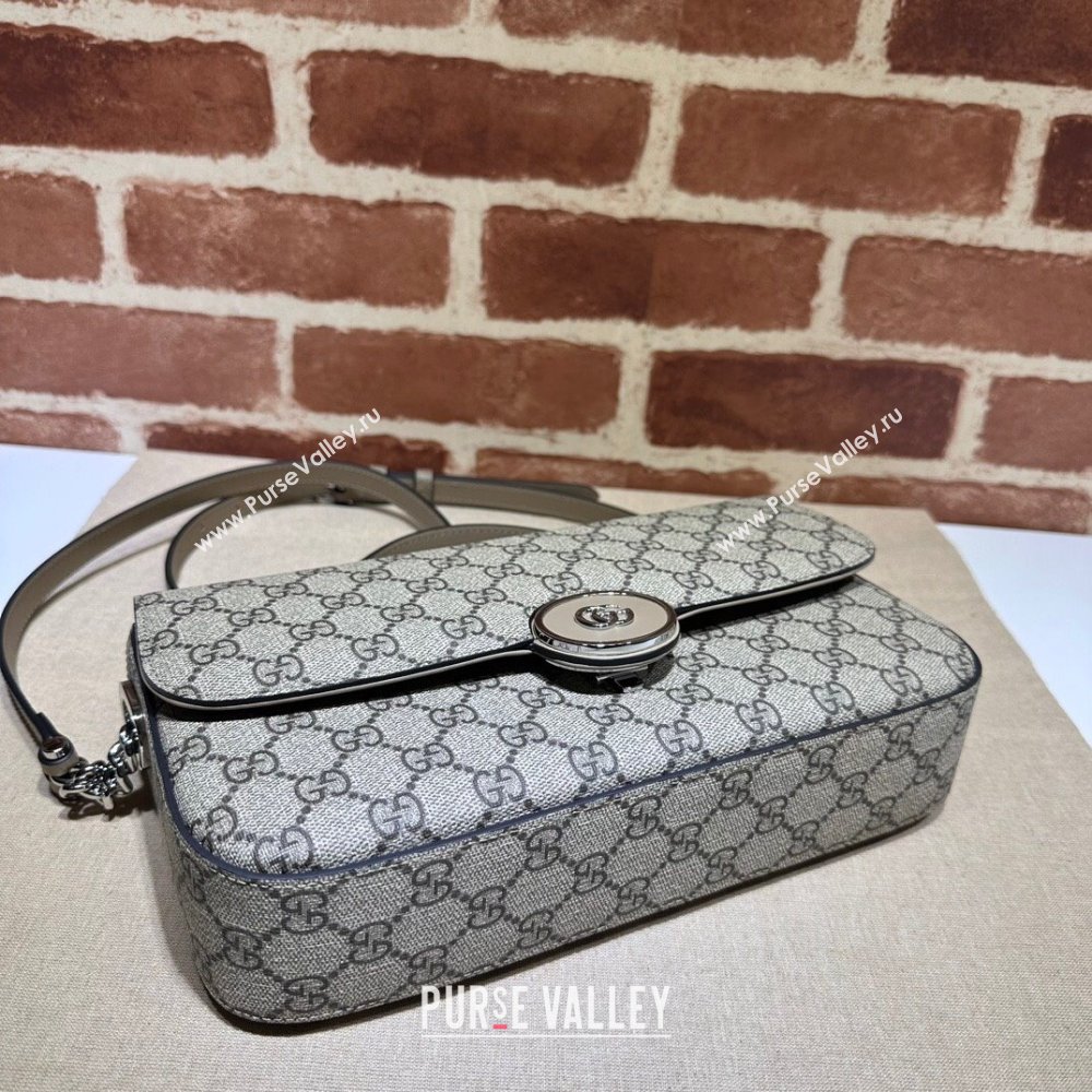 Gucci Petite GG small shoulder bag 739721 Beige and ebony GG Supreme canvas (dlh-23122208)