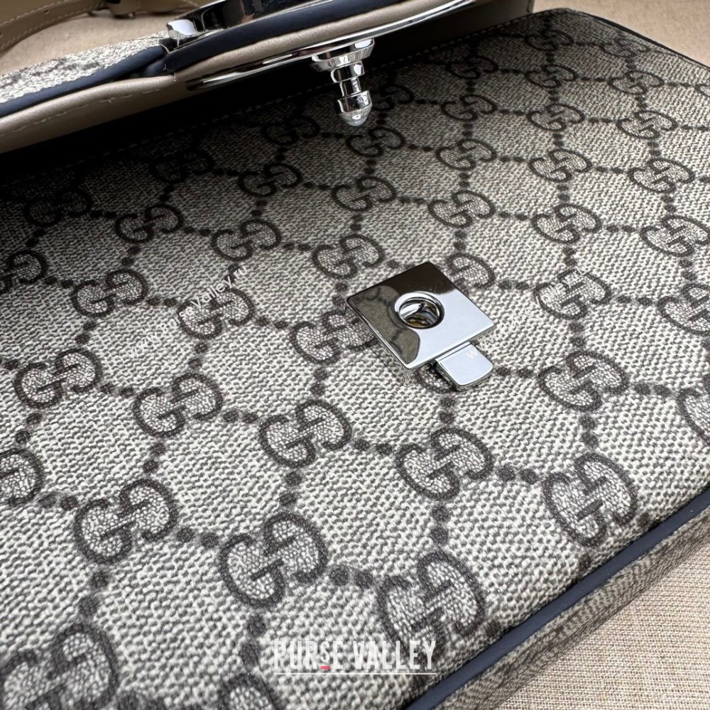 Gucci Petite GG small shoulder bag 739721 Beige and ebony GG Supreme canvas (dlh-23122208)