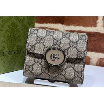 Gucci Petite GG medium wallet 760197 Beige and ebony GG Supreme canvas (dlh-23122213)