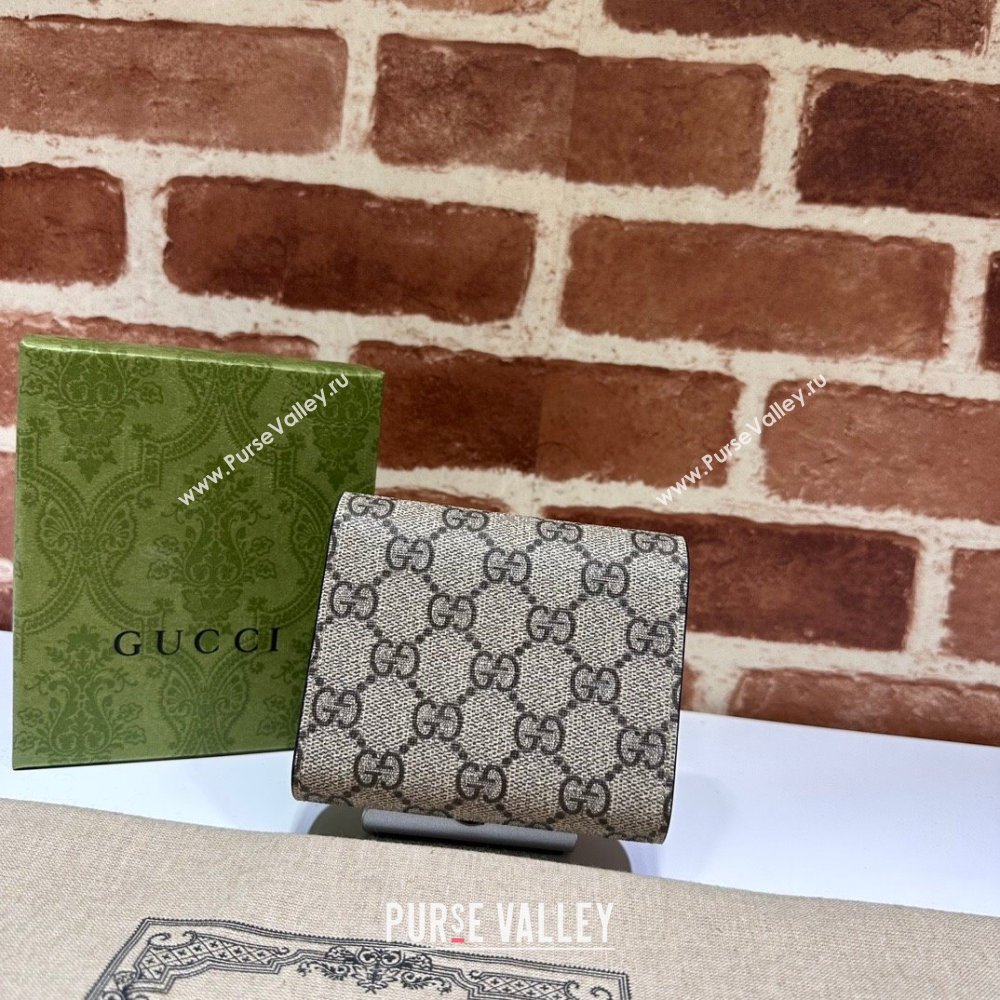 Gucci Petite GG medium wallet 760197 Beige and ebony GG Supreme canvas (dlh-23122213)