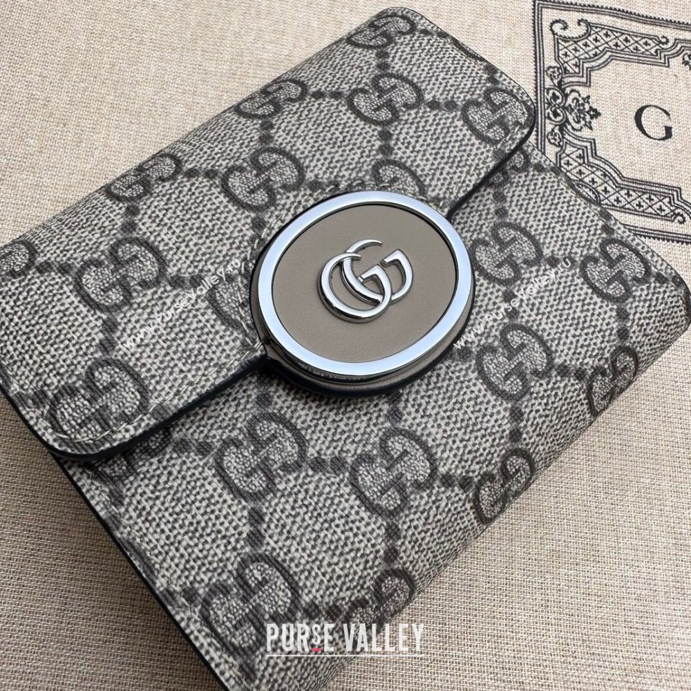 Gucci Petite GG medium wallet 760197 Beige and ebony GG Supreme canvas (dlh-23122213)