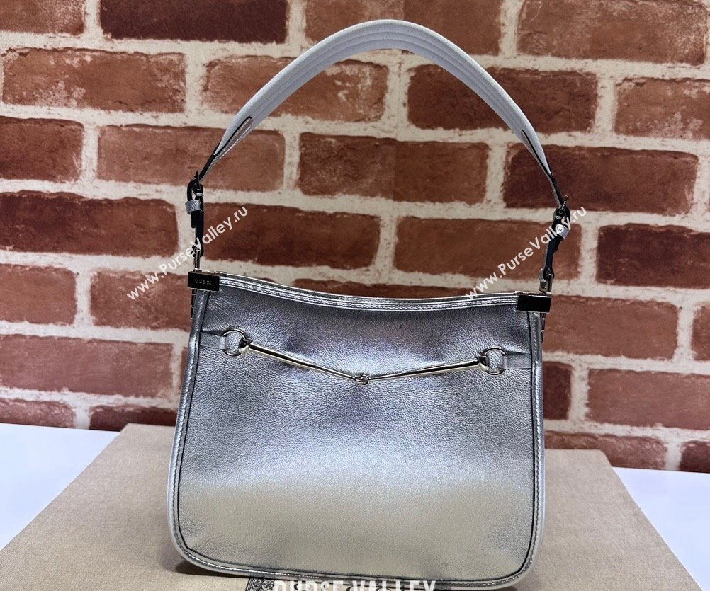 Gucci Horsebit Slim small shoulder bag 764191 Leather Metallic silver (dlh-23122117)