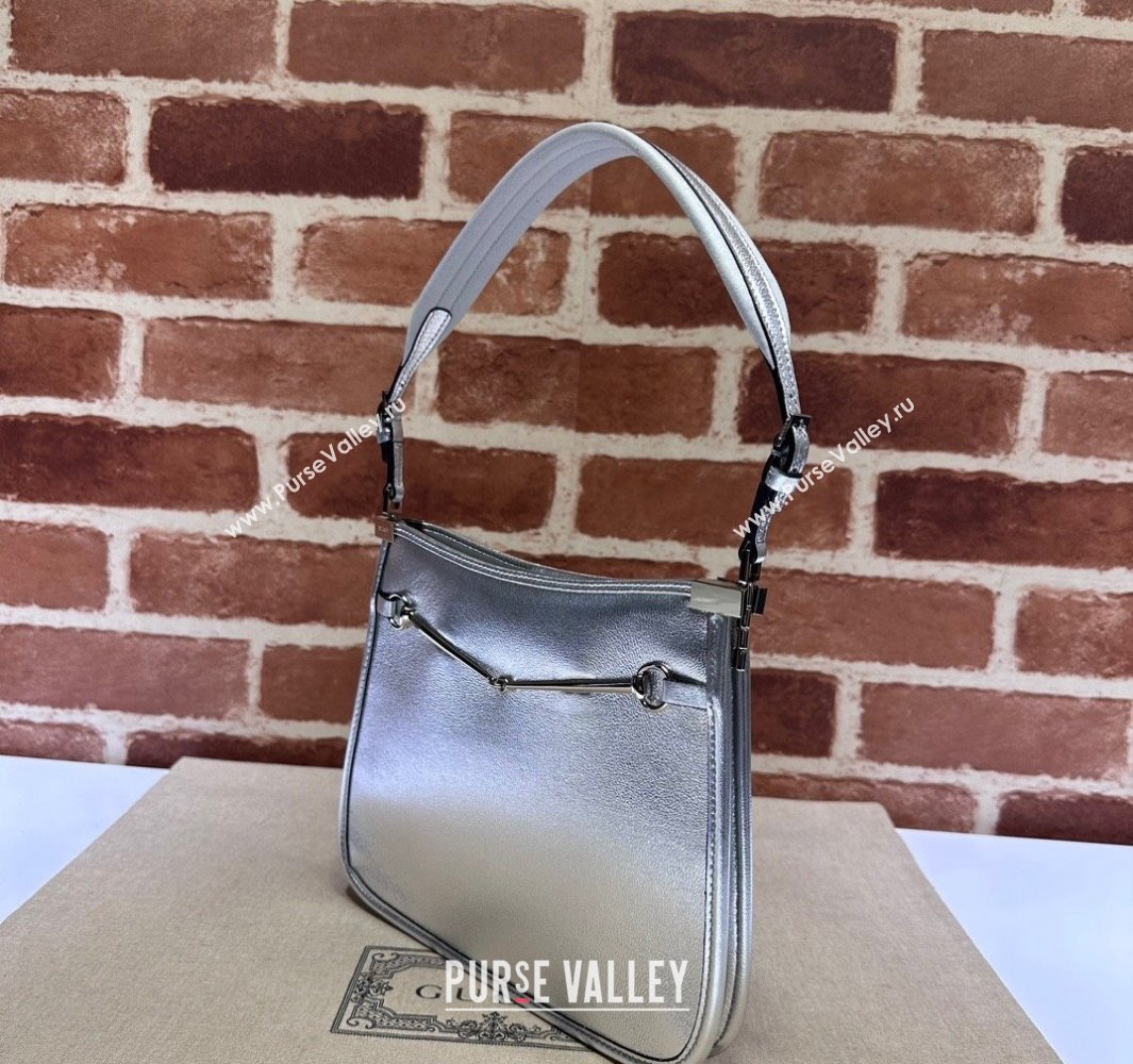 Gucci Horsebit Slim small shoulder bag 764191 Leather Metallic silver (dlh-23122117)