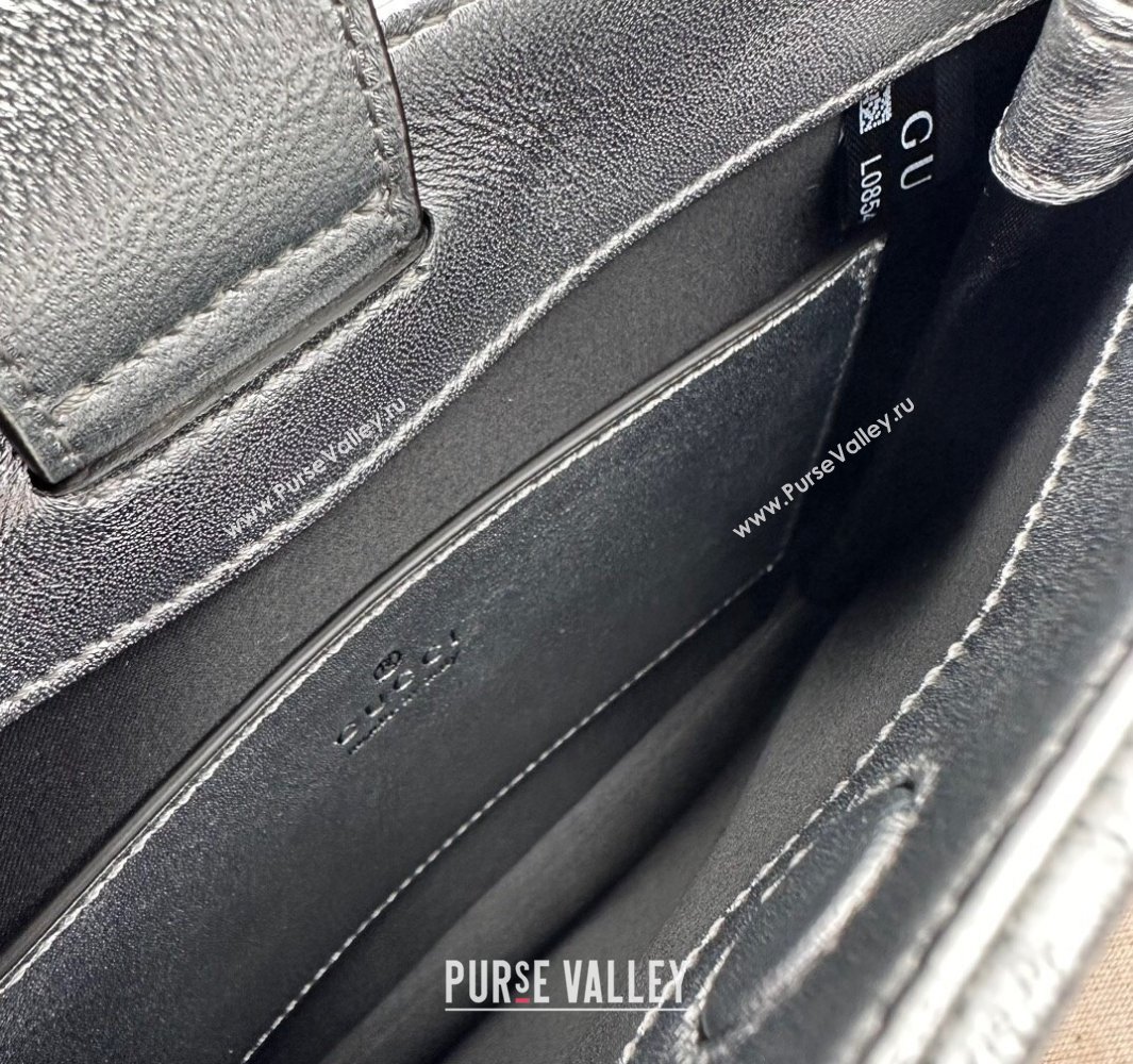 Gucci Horsebit Slim small shoulder bag 764191 Leather Metallic silver (dlh-23122117)