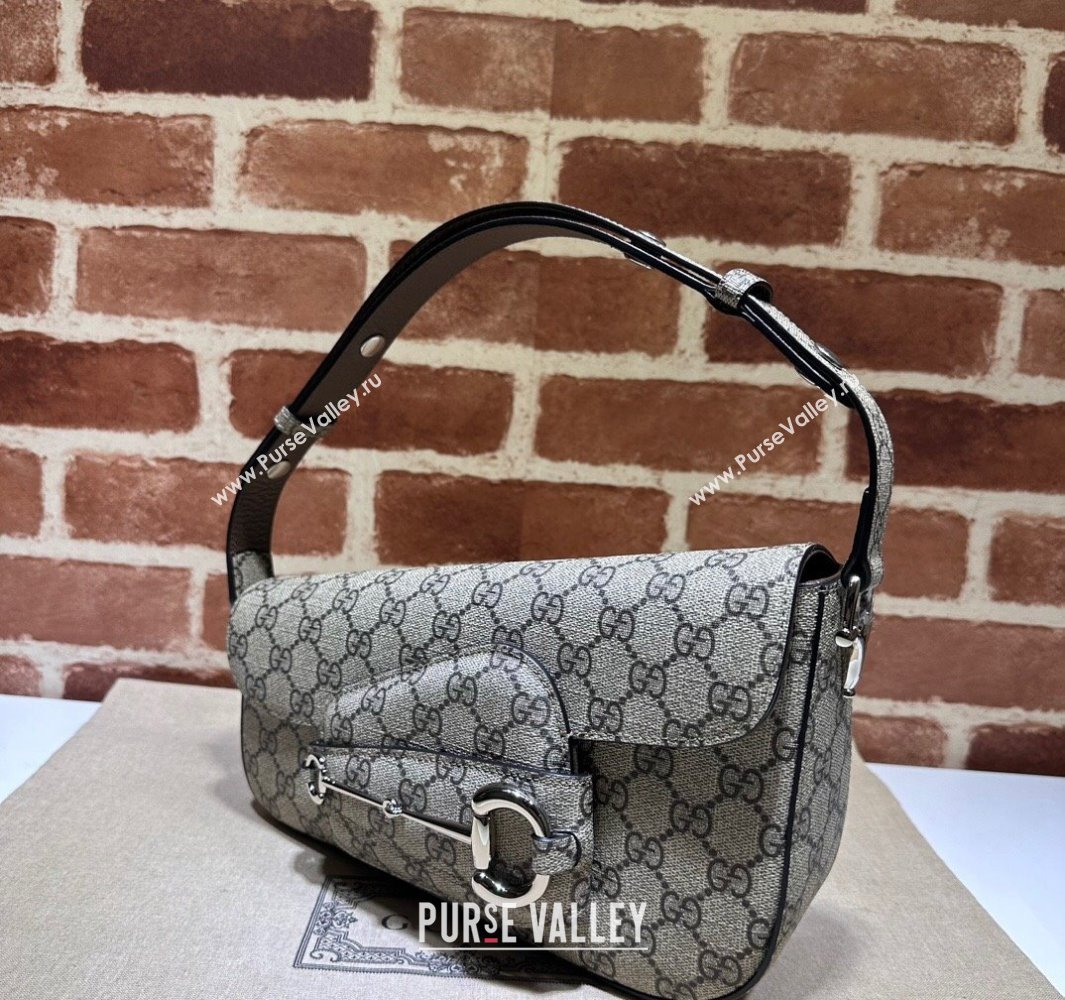 Gucci Horsebit 1955 small shoulder bag 764155 Beige and ebony GG Supreme canvas (dlh-23122103)