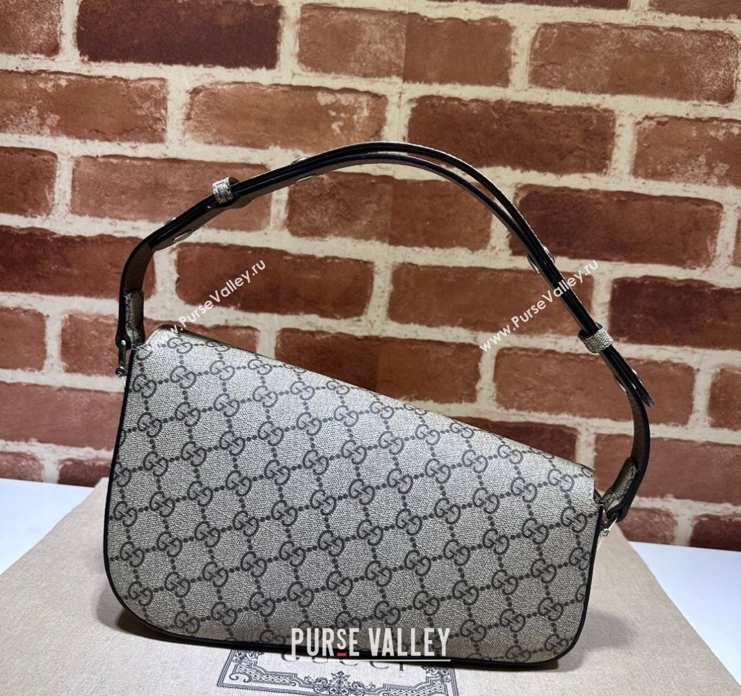 Gucci Horsebit 1955 small shoulder bag 764155 Beige and ebony GG Supreme canvas (dlh-23122103)