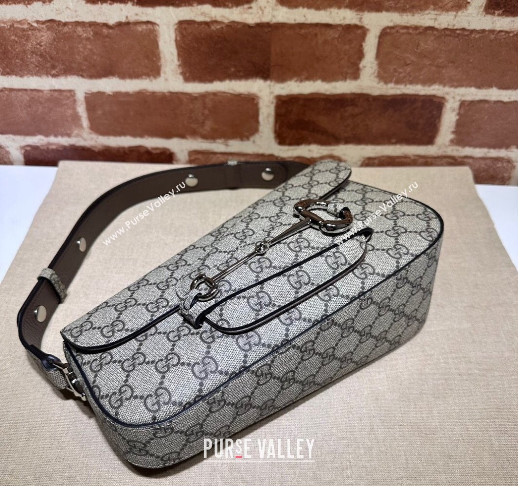 Gucci Horsebit 1955 small shoulder bag 764155 Beige and ebony GG Supreme canvas (dlh-23122103)