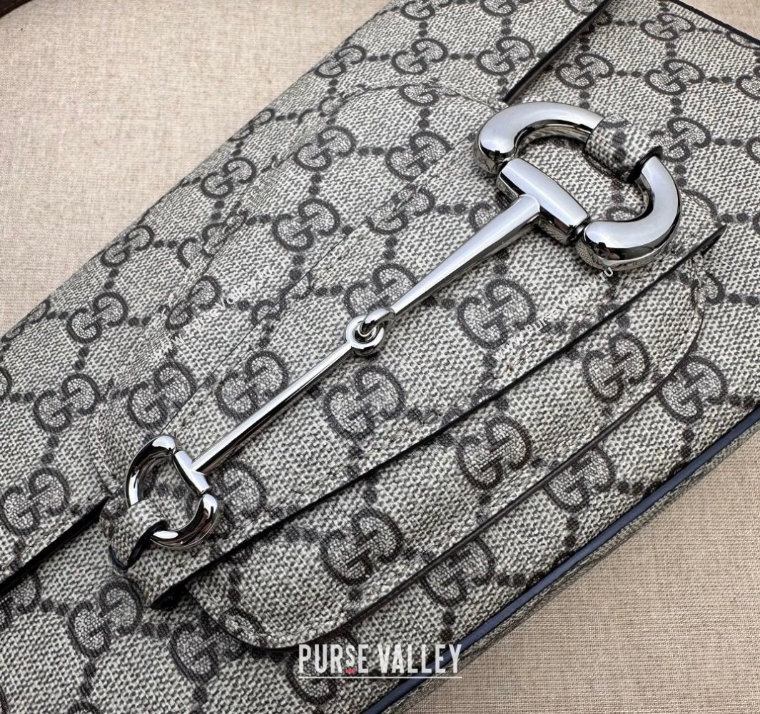 Gucci Horsebit 1955 small shoulder bag 764155 Beige and ebony GG Supreme canvas (dlh-23122103)