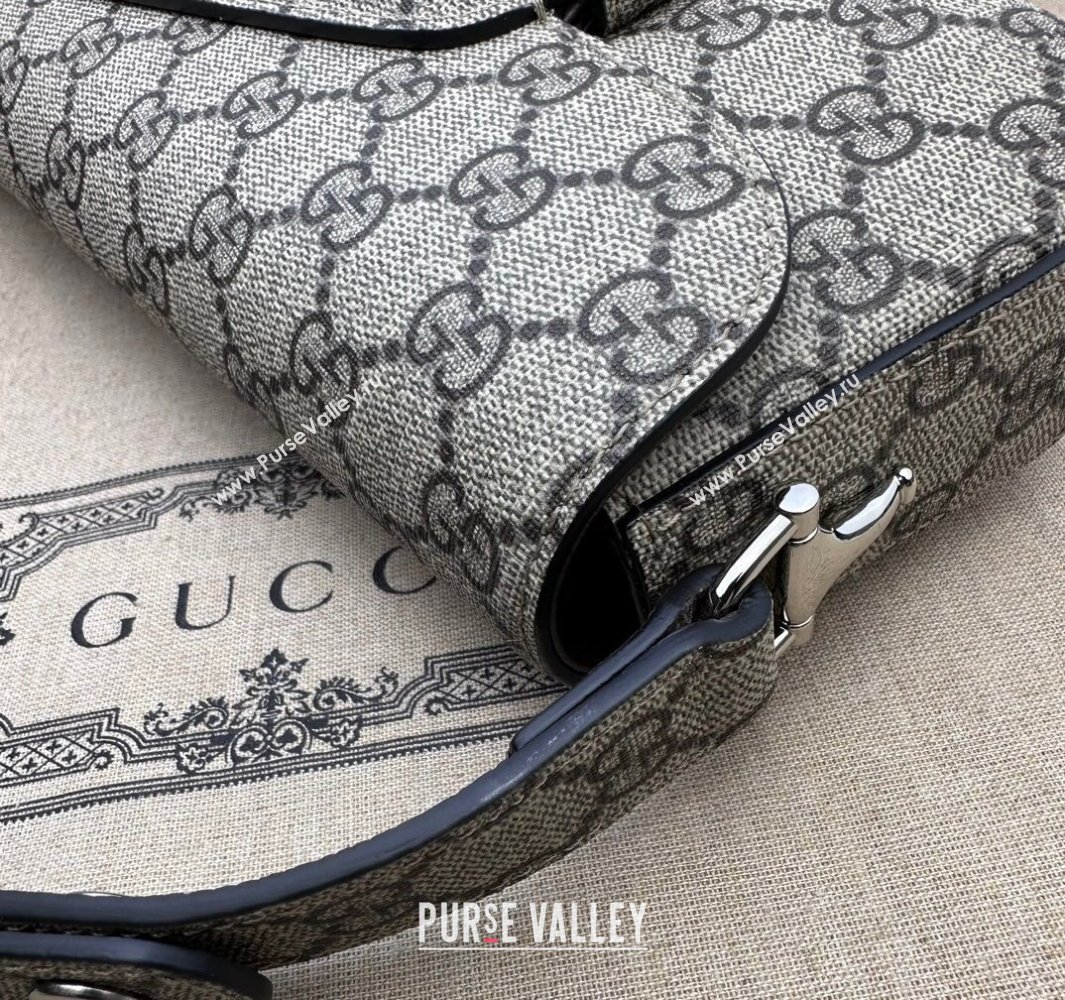 Gucci Horsebit 1955 small shoulder bag 764155 Beige and ebony GG Supreme canvas (dlh-23122103)