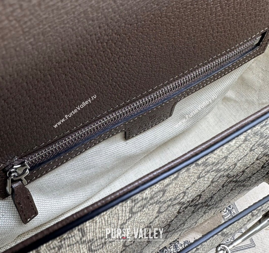 Gucci Horsebit 1955 small shoulder bag 764155 Beige and ebony GG Supreme canvas (dlh-23122103)