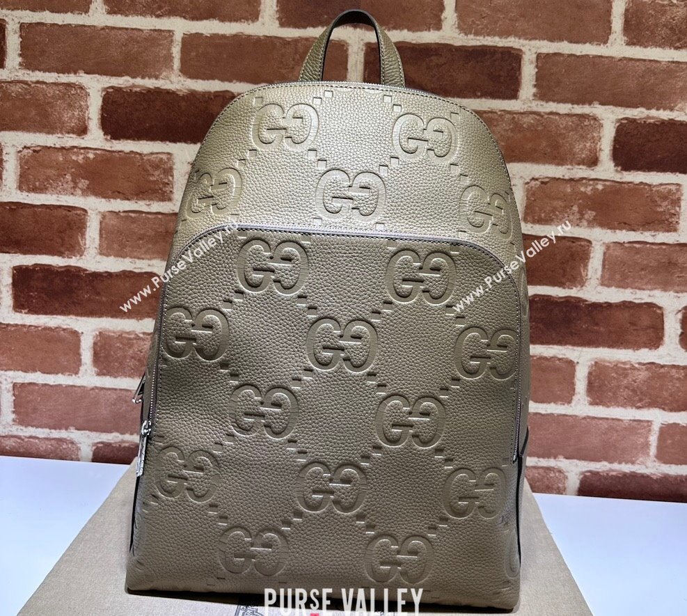 Gucci Jumbo GG Leather Large backpack bag 766932 Gray (dlh-23122216)