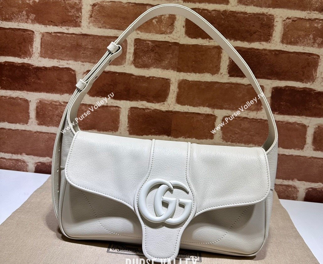 Gucci Aphrodite small shoulder bag 767226 leather White with Brass hardware 2024 (dlh-23122141)