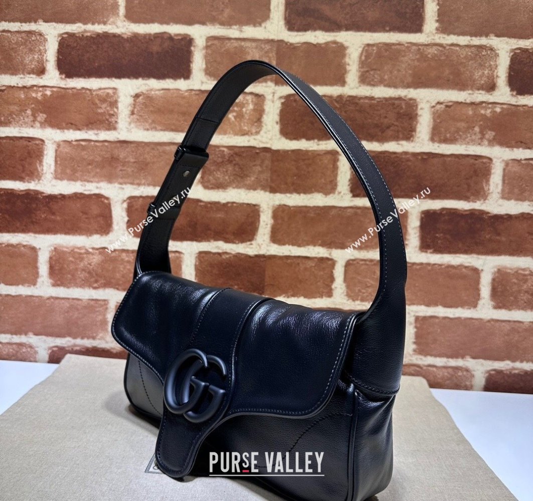 Gucci Aphrodite small shoulder bag 767226 leather Black with Brass hardware 2024 (dlh-23122140)