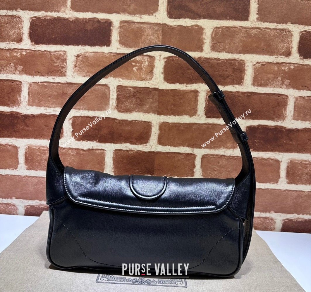 Gucci Aphrodite small shoulder bag 767226 leather Black with Brass hardware 2024 (dlh-23122140)