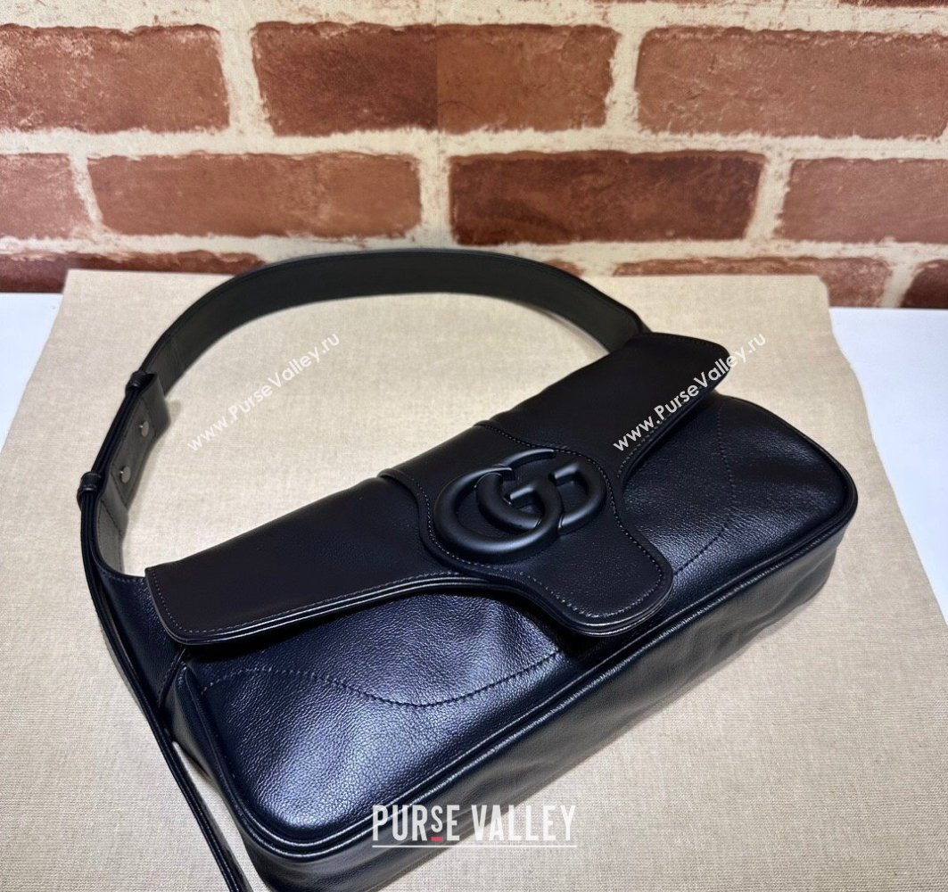 Gucci Aphrodite small shoulder bag 767226 leather Black with Brass hardware 2024 (dlh-23122140)