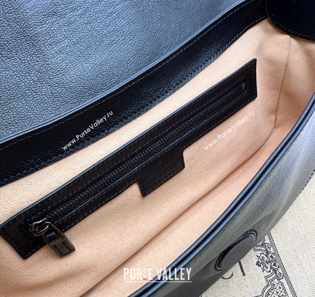 Gucci Aphrodite small shoulder bag 767226 leather Black with Brass hardware 2024 (dlh-23122140)