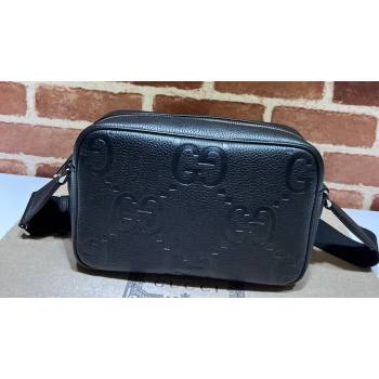 Gucci Jumbo GG Leather medium messenger bag 766946 Black (dlh-23122220)