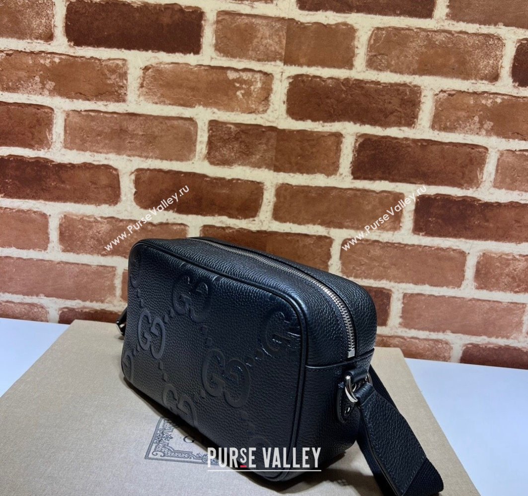 Gucci Jumbo GG Leather medium messenger bag 766946 Black (dlh-23122220)