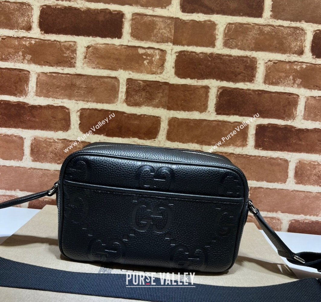 Gucci Jumbo GG Leather medium messenger bag 766946 Black (dlh-23122220)
