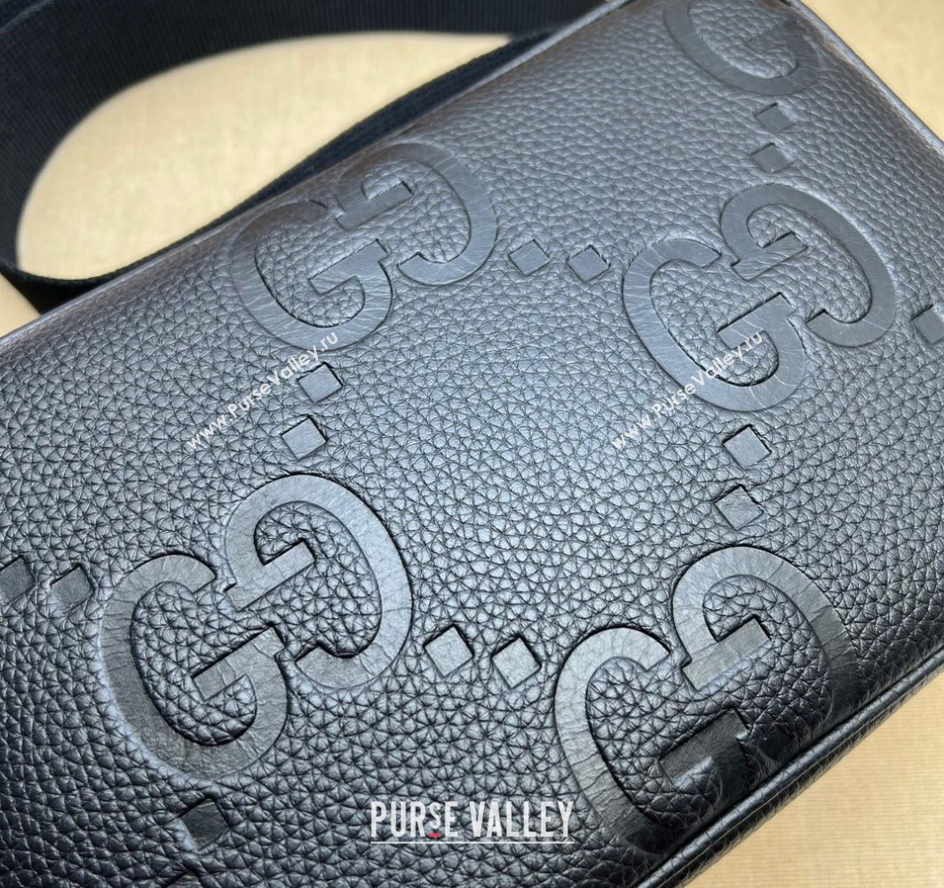 Gucci Jumbo GG Leather medium messenger bag 766946 Black (dlh-23122220)