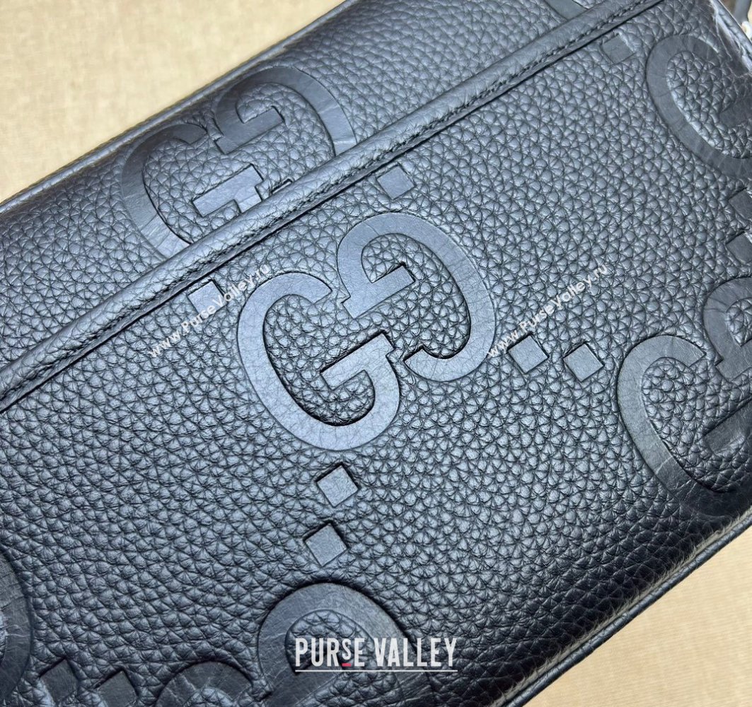 Gucci Jumbo GG Leather medium messenger bag 766946 Black (dlh-23122220)