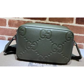 Gucci Jumbo GG Leather medium messenger bag 766946 Green (dlh-23122221)