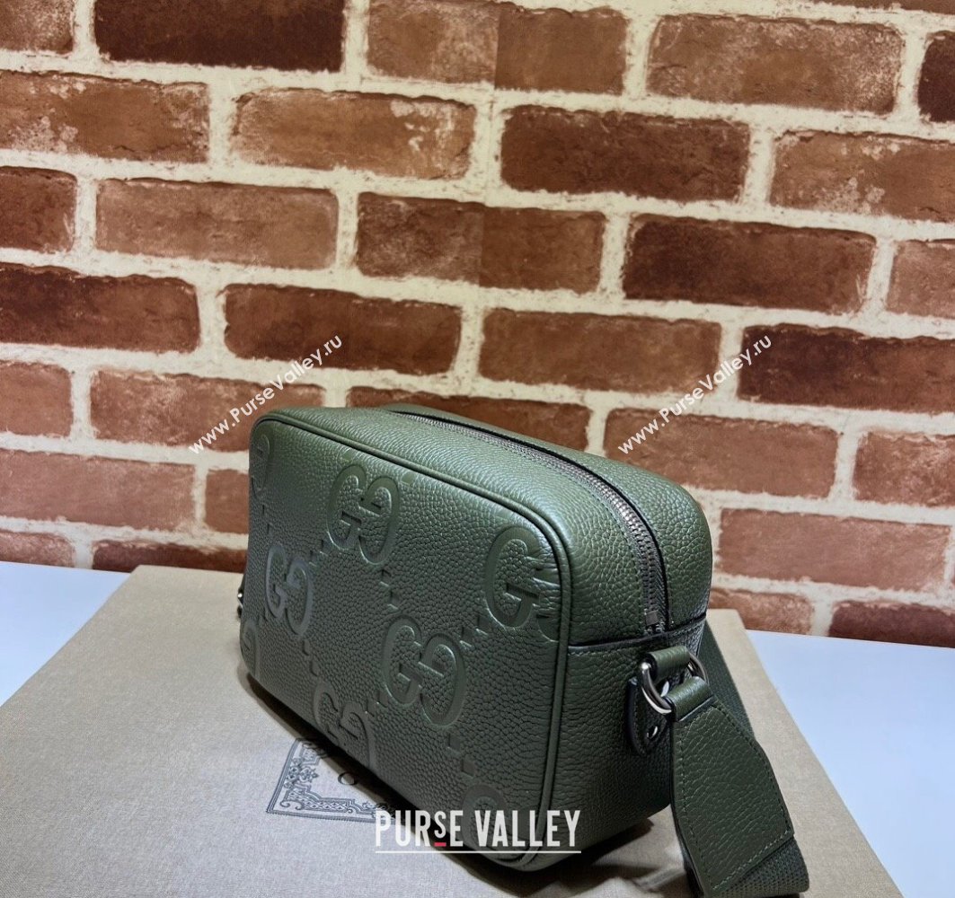 Gucci Jumbo GG Leather medium messenger bag 766946 Green (dlh-23122221)