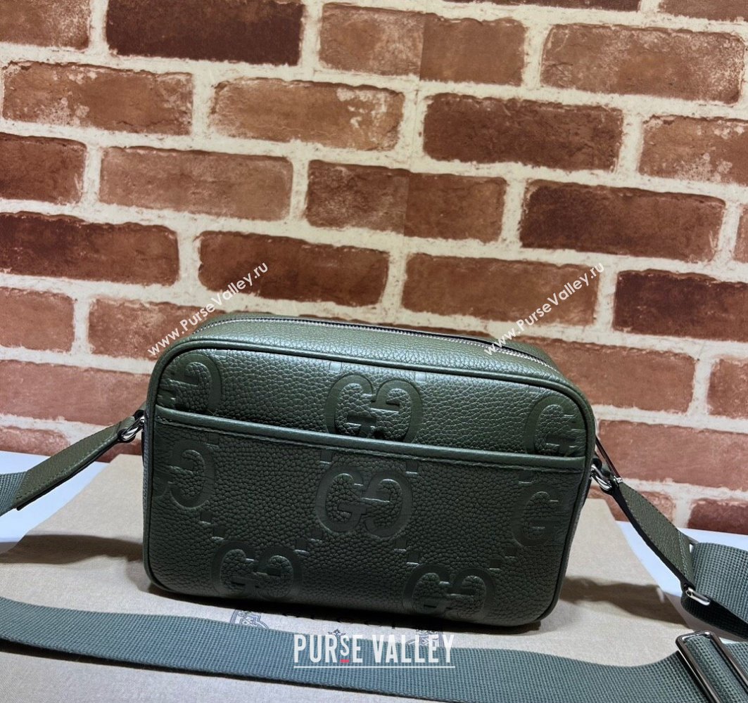Gucci Jumbo GG Leather medium messenger bag 766946 Green (dlh-23122221)