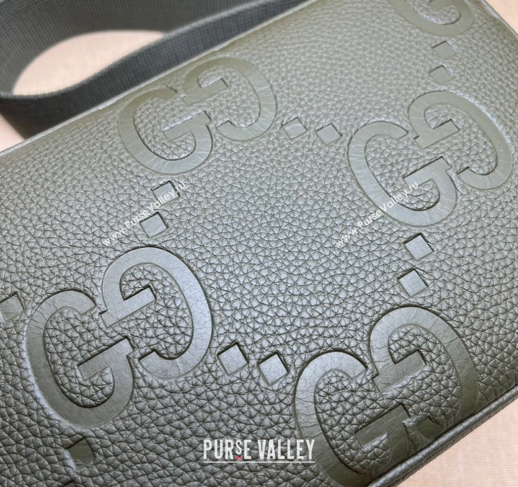 Gucci Jumbo GG Leather medium messenger bag 766946 Green (dlh-23122221)