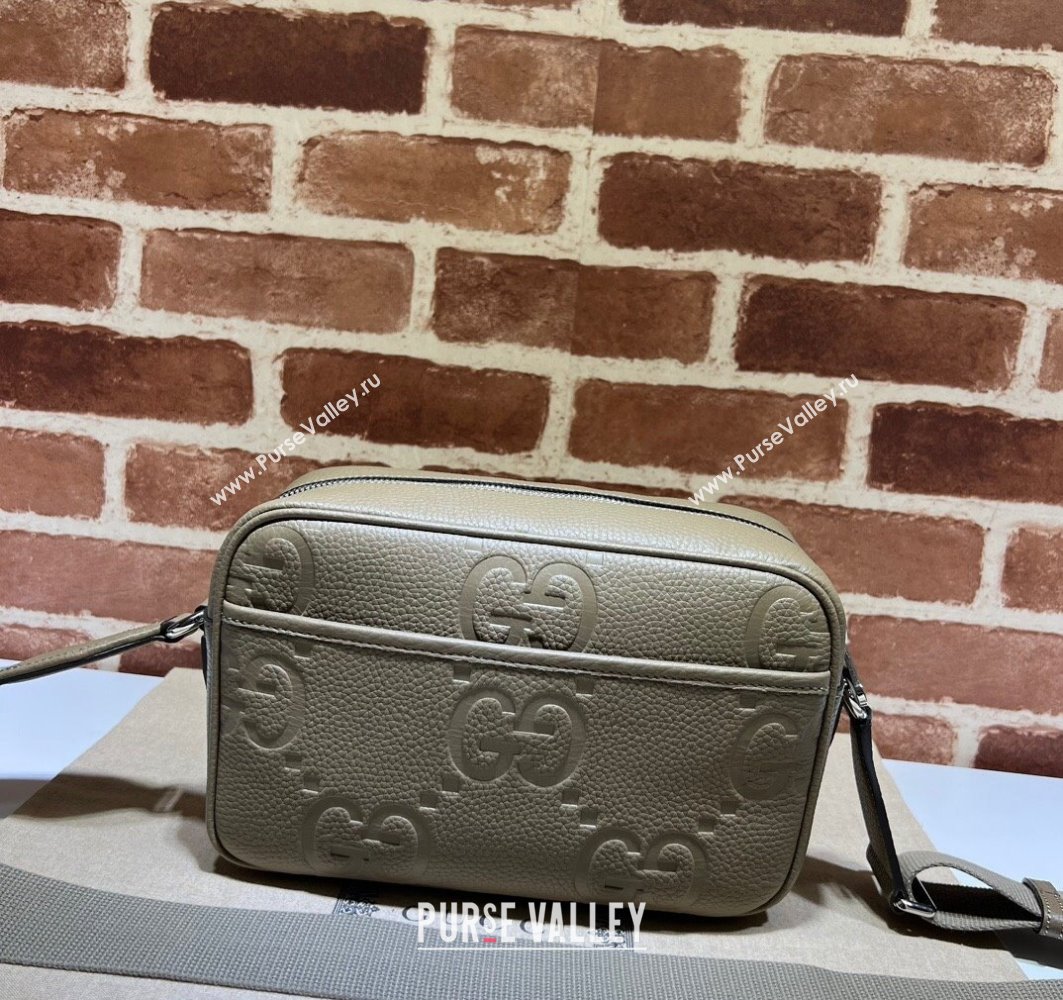 Gucci Jumbo GG Leather medium messenger bag 766946 Gray (dlh-23122222)