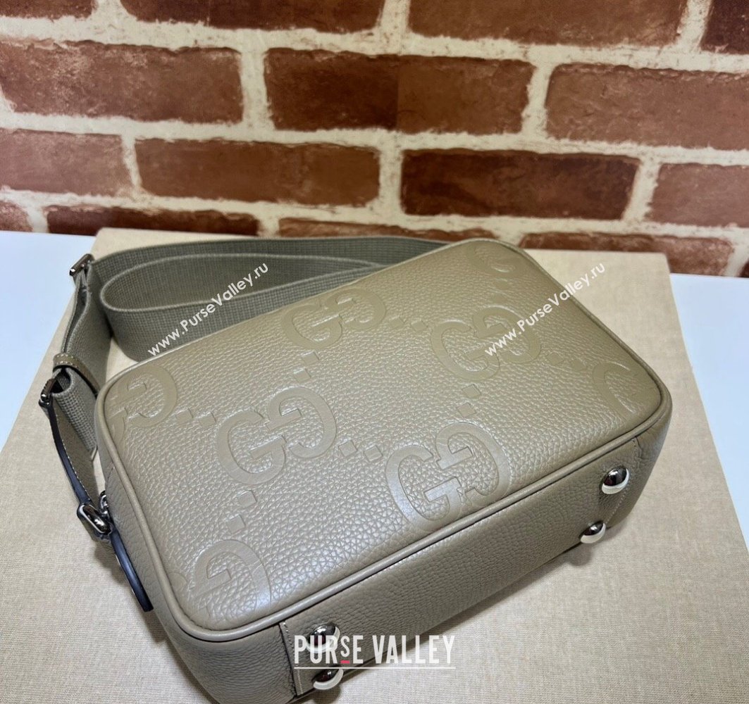 Gucci Jumbo GG Leather medium messenger bag 766946 Gray (dlh-23122222)