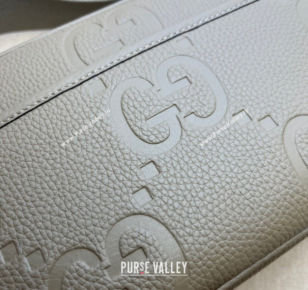 Gucci Jumbo GG Leather medium messenger bag 766946 Gray (dlh-23122222)