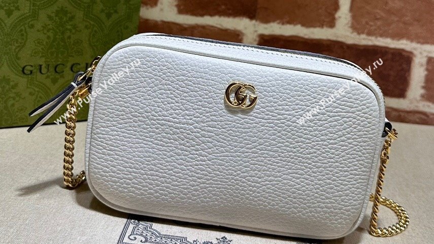 Gucci GG Marmont mini shoulder bag 772759 leather White (dlh-23122229)