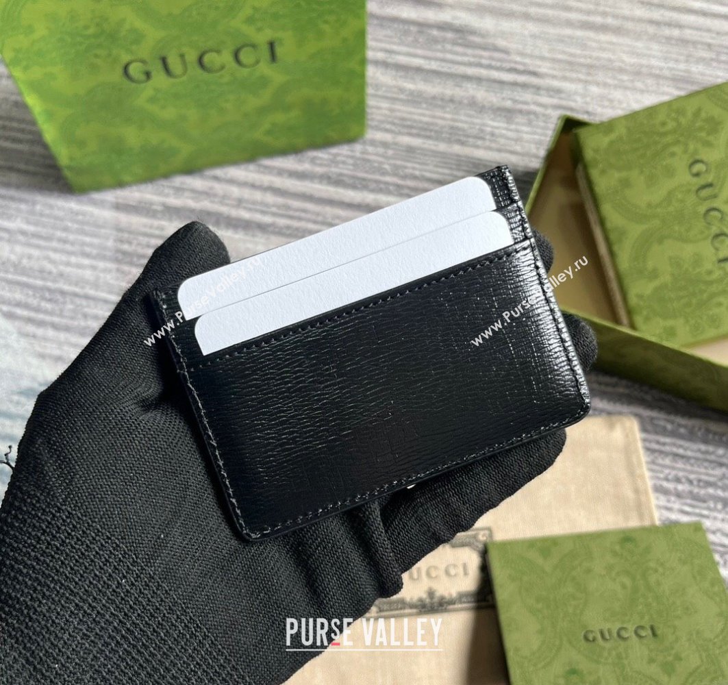 Gucci Card case with Gucci script 773428 leather Black 2024 (dlh-23122271)