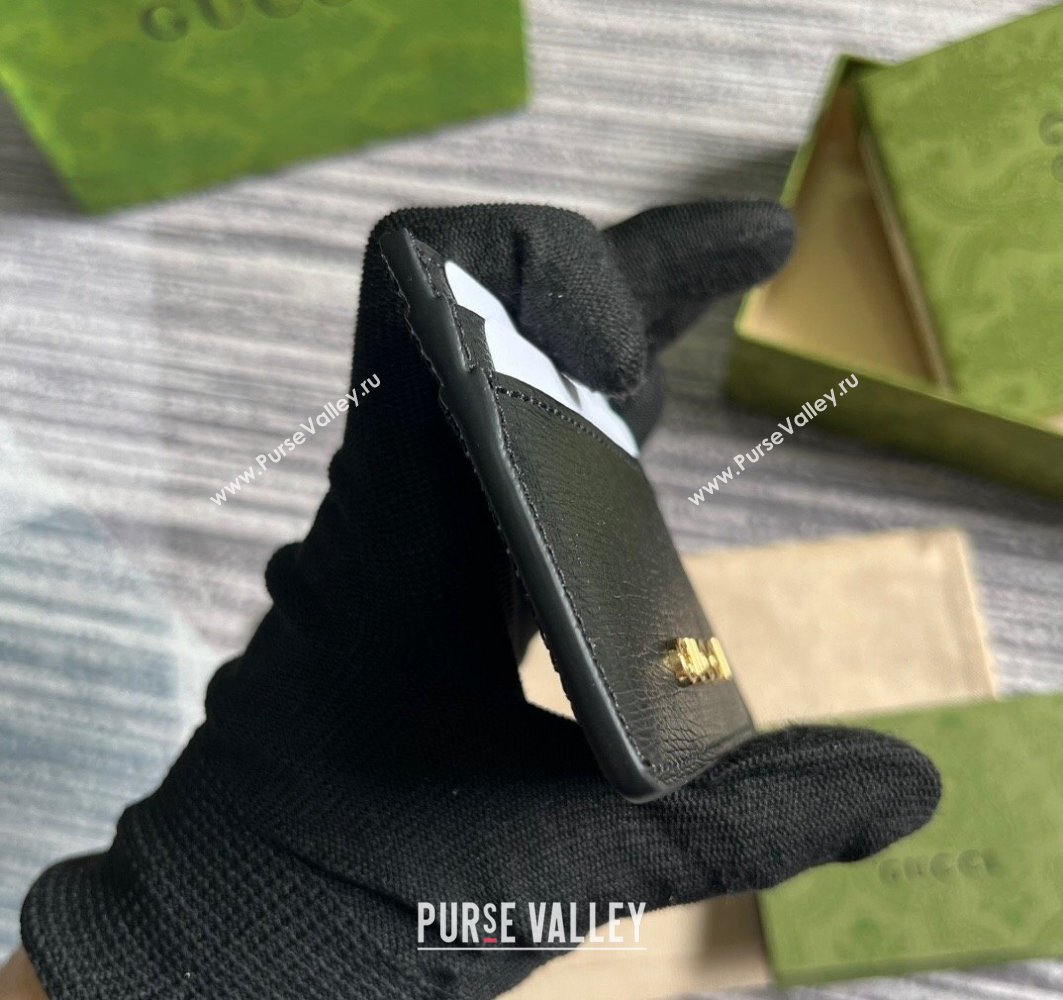 Gucci Card case with Gucci script 773428 leather Black 2024 (dlh-23122271)