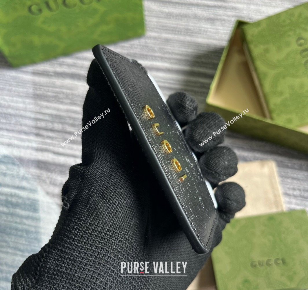 Gucci Card case with Gucci script 773428 leather Black 2024 (dlh-23122271)