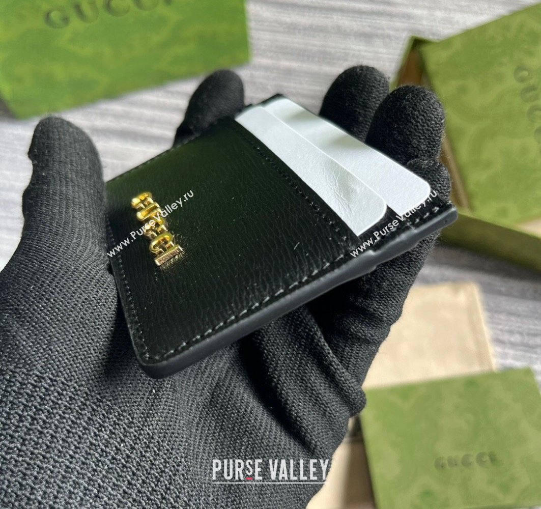 Gucci Card case with Gucci script 773428 leather Black 2024 (dlh-23122271)
