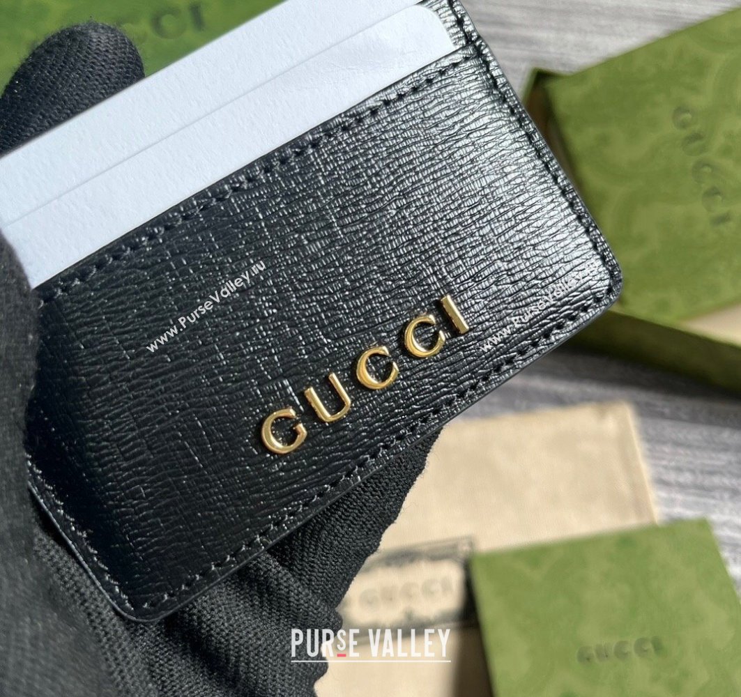Gucci Card case with Gucci script 773428 leather Black 2024 (dlh-23122271)
