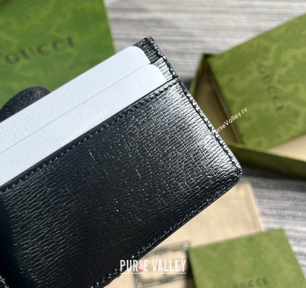 Gucci Card case with Gucci script 773428 leather Black 2024 (dlh-23122271)