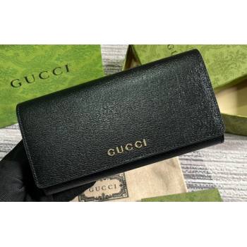 Gucci Continental wallet with Gucci script 772638 leather Black 2024 (dlh-23122266)