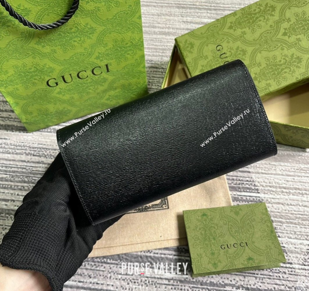 Gucci Continental wallet with Gucci script 772638 leather Black 2024 (dlh-23122266)