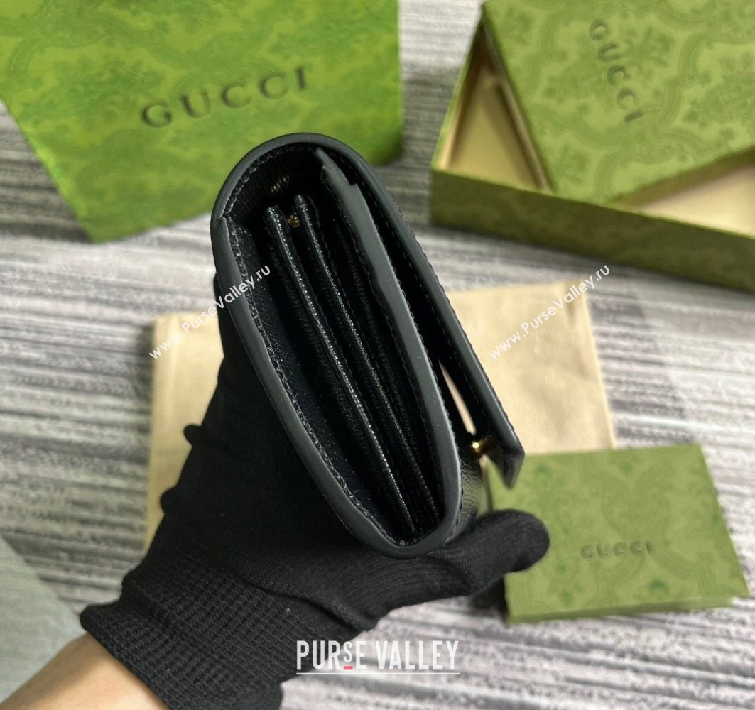 Gucci Continental wallet with Gucci script 772638 leather Black 2024 (dlh-23122266)