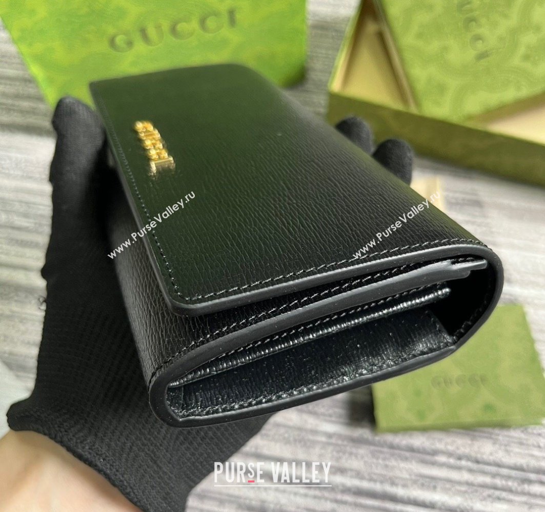 Gucci Continental wallet with Gucci script 772638 leather Black 2024 (dlh-23122266)