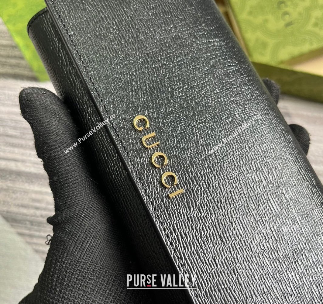 Gucci Continental wallet with Gucci script 772638 leather Black 2024 (dlh-23122266)