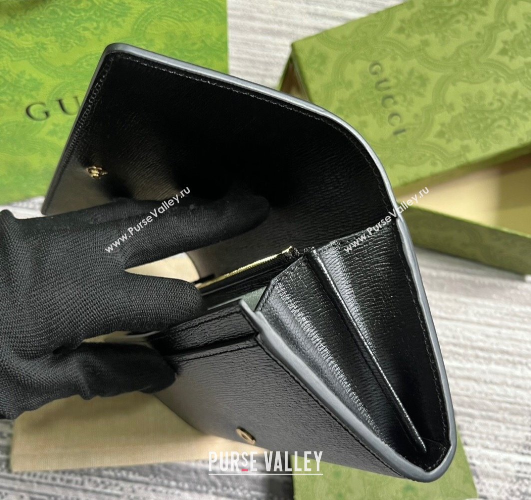 Gucci Continental wallet with Gucci script 772638 leather Black 2024 (dlh-23122266)