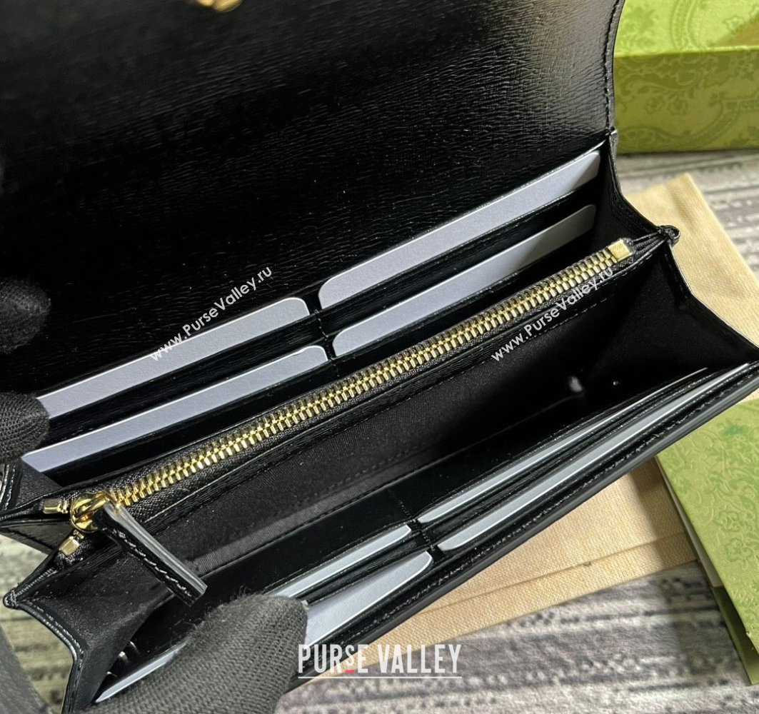 Gucci Continental wallet with Gucci script 772638 leather Black 2024 (dlh-23122266)