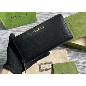 Gucci Zip around wallet with Gucci script 772642 leather Black 2024 (dlh-23122261)
