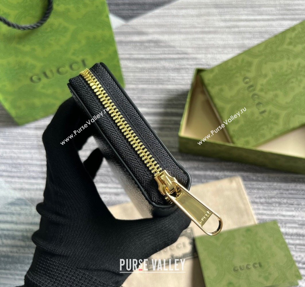 Gucci Zip around wallet with Gucci script 772642 leather Black 2024 (dlh-23122261)